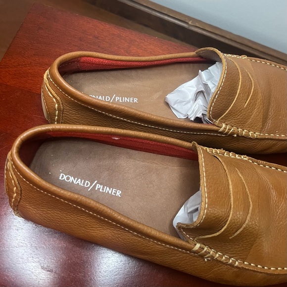 DONALD J PLINER Varran Leather Loafer Slip On Driving Shoes 11M Brown Cognac - Picture 7 of 8